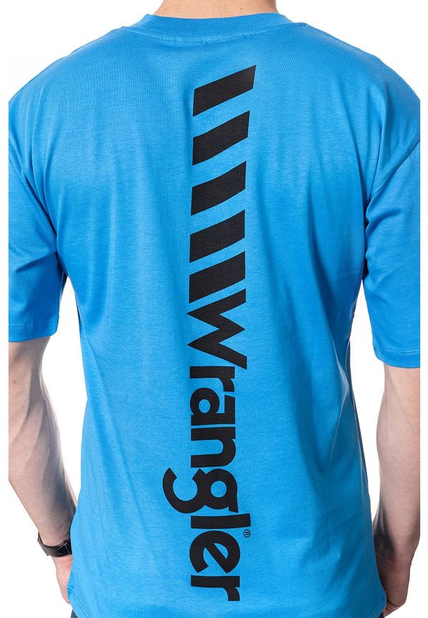 Wrangler - WRANGLER T SHIRT B&Y OVERSIZED T MEDITERRANEAN BLUE W7C44GHBR 112131691. Wzór: nadruk. Sezon: lato. Styl: retro