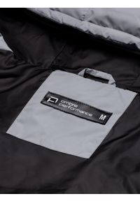 Ombre Clothing - Kurtka męska asymetryczna z materiału high tech C502 - szara - L. Typ kołnierza: kaptur. Kolor: szary. Materiał: materiał #8