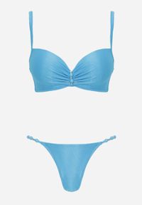 Born2be - Niebieskie Bikini Push-Up Dwuczęściowe z Metalicznymi Ozdobami Asterelia. Kolor: niebieski. Wzór: aplikacja #4