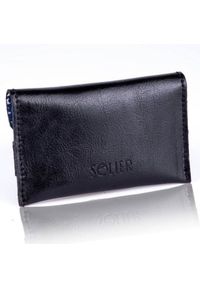 Skórzany cienki portfel wizytownik Solier SW19 czarny. Kolor: czarny. Materiał: skóra #1