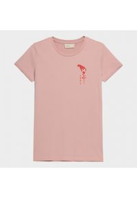 outhorn - T-shirt z nadrukiem damski. Okazja: na co dzień. Materiał: bawełna, jersey. Wzór: nadruk. Styl: casual, klasyczny #1