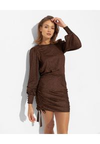 CHAOS BY MARTA BOLIGLOVA - Sukienka z zwierzęcym motywem GEPARD. Kolor: brązowy. Wzór: motyw zwierzęcy. Długość: mini