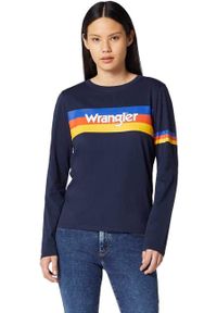 Wrangler - WRANGLER RAINBOW TEE DAMSKA KOSZULKA Z DŁUGIM RĘKAWEM LONGSLEEVE NAVY W7P9EV114 112132067. Długość rękawa: długi rękaw. Długość: długie #1