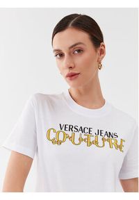 Versace Jeans Couture T-Shirt 75HAHF01 Biały Regular Fit. Kolor: biały. Materiał: bawełna #3