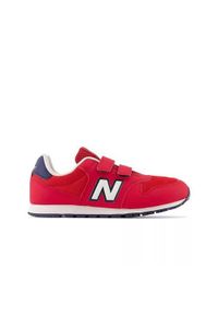 Buty do chodzenia dla dzieci New Balance 500. Zapięcie: rzepy. Kolor: czerwony. Materiał: zamsz, materiał, syntetyk, tkanina. Szerokość cholewki: normalna. Sport: turystyka piesza