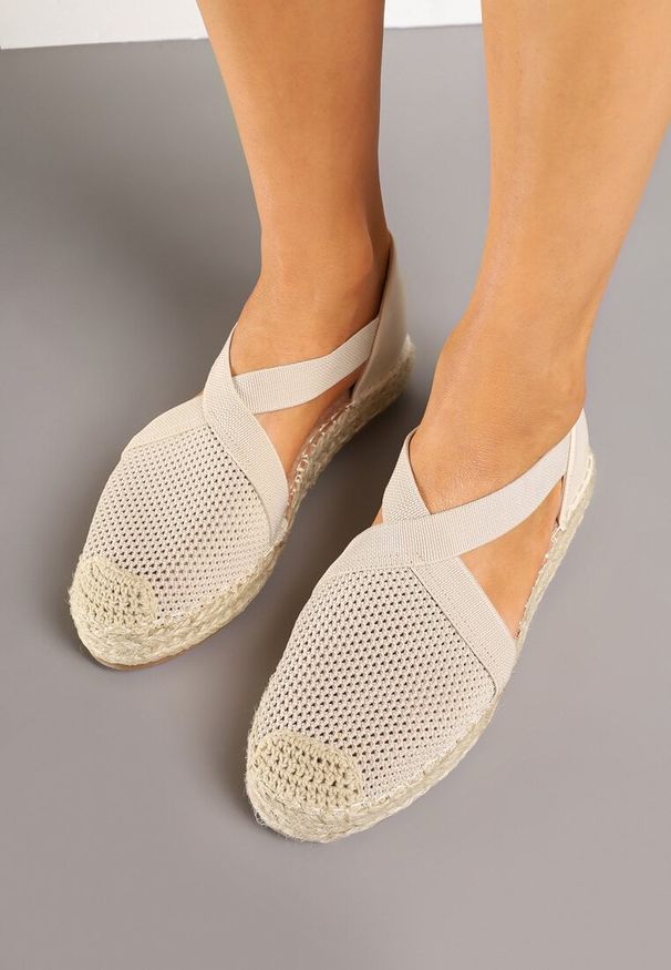 Born2be - Beżowe Espadryle Ozdobione Plecionką i Paskiem Morinia. Okazja: na co dzień. Zapięcie: pasek. Kolor: beżowy. Wzór: aplikacja. Obcas: na obcasie. Styl: elegancki, casual. Wysokość obcasa: niski