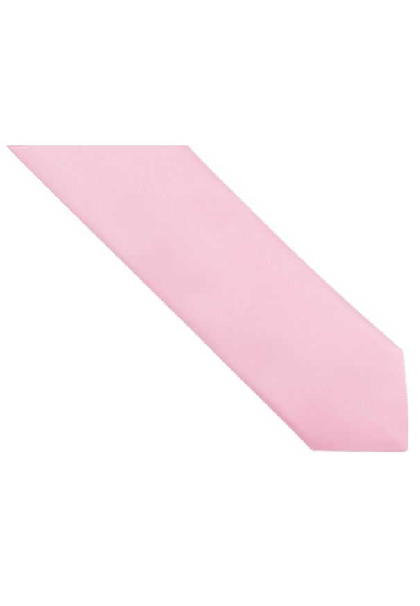 Modini - Jasnoróżowy krawat z poszetką. Kolor: różowy. Materiał: materiał, poliester. Wzór: gładki