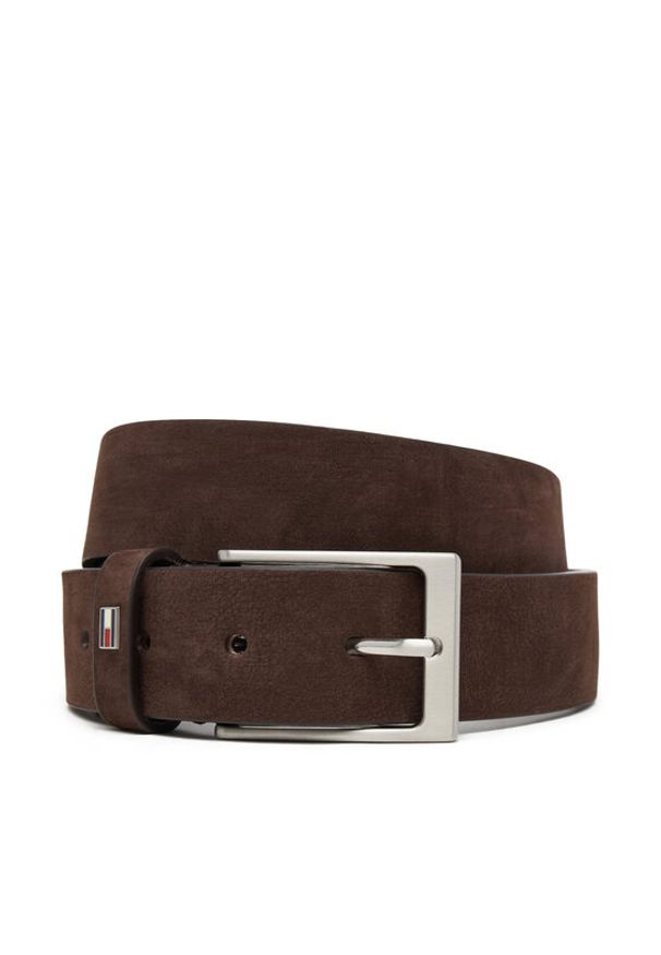 TOMMY HILFIGER - Tommy Hilfiger Pasek Męski Layton 3.5 Nubuck AM0AM13754 Brązowy. Kolor: brązowy. Materiał: skóra