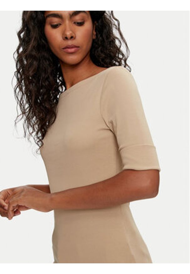 Lauren Ralph Lauren Bluzka 200654963177 Beżowy Slim Fit. Kolor: beżowy. Materiał: bawełna