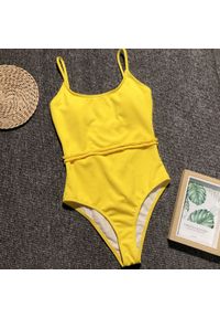 Intica - Jednoczęściowy strój kąpielowy taliowany na plażę Willa. Kolor: żółty. Materiał: materiał #1