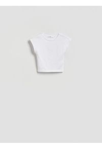 Reserved - Dzianinowy top z modalem - biały. Kolor: biały. Materiał: dzianina #1