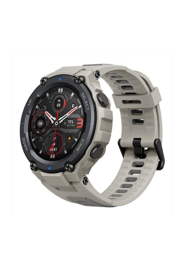 Huami - Smartwatch Amazfit T-Rex Pro szary (Desert Grey). Rodzaj zegarka: smartwatch. Kolor: szary. Materiał: skóra. Styl: sportowy, militarny, klasyczny