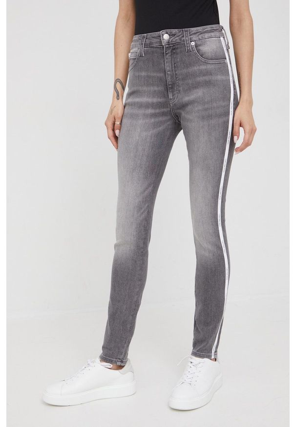 Calvin Klein Jeans jeansy J20J218635.PPYY damskie high waist. Stan: podwyższony. Kolor: szary