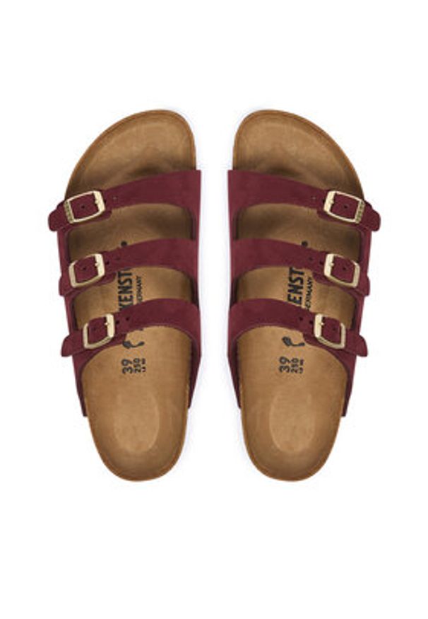 Birkenstock Klapki Florida 1033172 Bordowy. Kolor: czerwony. Materiał: skóra, nubuk