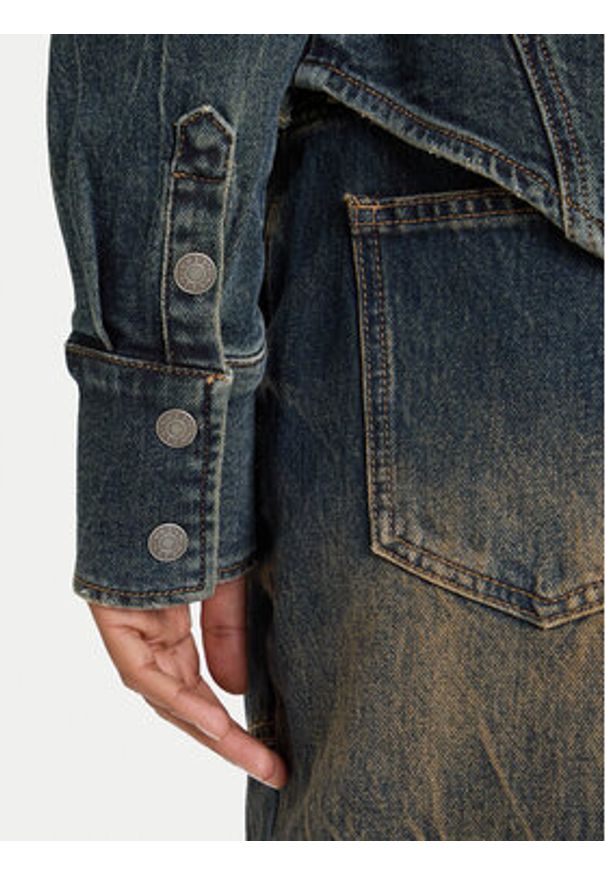 Guess Jeans Koszula jeansowa W5BH47 D4ON3 Granatowy Regular Fit. Kolor: niebieski. Materiał: bawełna