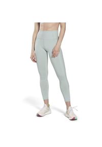 Damskie legginsy z wysokim stanem w prążki Reebok. Stan: podwyższony. Kolor: niebieski. Wzór: prążki #1