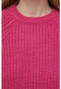 only - Only sweter damski kolor różowy. Okazja: na co dzień. Kolor: różowy. Materiał: dzianina, akryl. Długość rękawa: długi rękaw. Długość: długie. Wzór: gładki. Styl: casual
