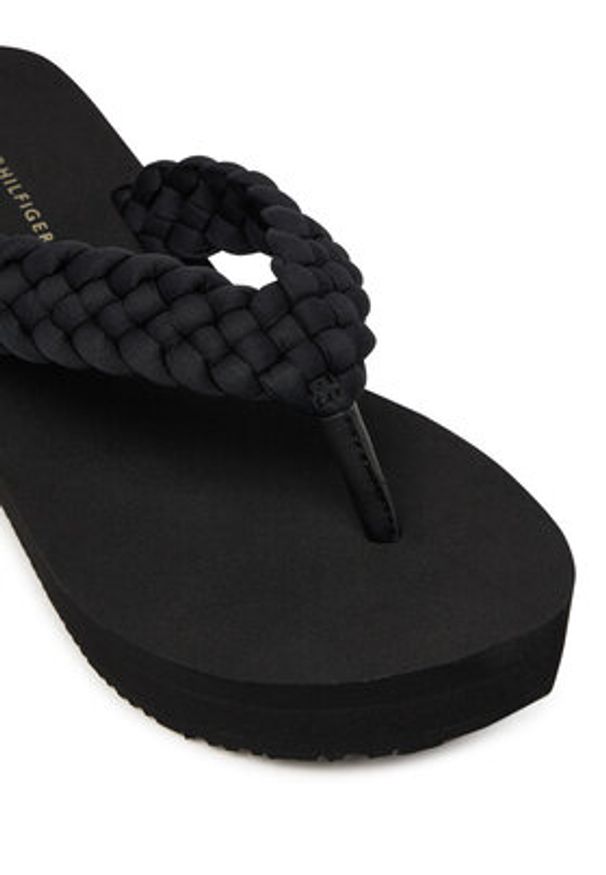 TOMMY HILFIGER - Tommy Hilfiger Japonki Th Wedge Braided Summer Sandal FW0FW09198 Czarny. Kolor: czarny. Materiał: materiał