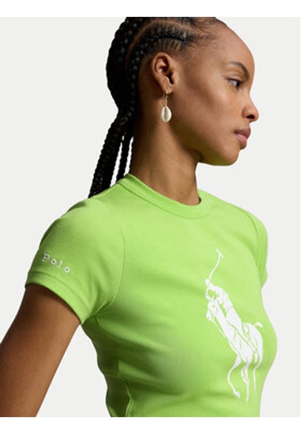 Polo Ralph Lauren T-Shirt 211A96259004 Zielony jasny Slim Fit. Typ kołnierza: polo. Kolor: zielony. Materiał: bawełna