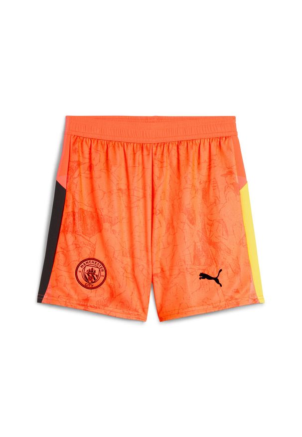 Puma - Młodzieżowe szorty KIDSUPER × MANCHESTER CITY PUMA Neon Sun Black Orange. Kolor: czarny, żółty, wielokolorowy, pomarańczowy. Sezon: lato