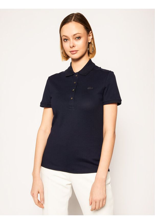 Lacoste Polo PF5462 Granatowy Slim Fit. Typ kołnierza: polo. Kolor: niebieski. Materiał: bawełna