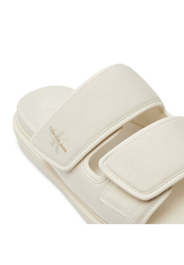 Calvin Klein Jeans Klapki Double Bar Sandal Mtl YM0YM01020 Écru. Materiał: materiał