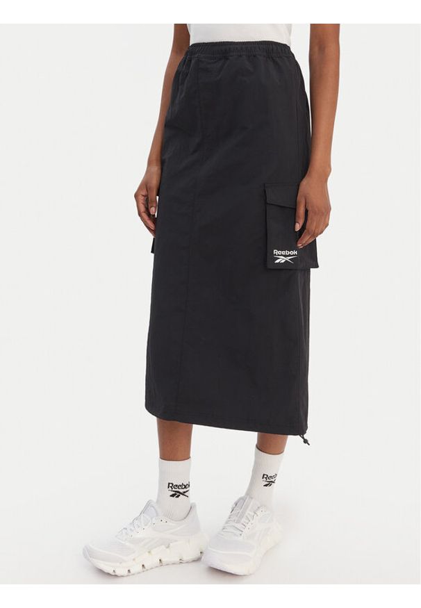 Reebok Spódnica midi Gabrielle RK25513CCW Czarny Regular Fit. Kolor: czarny. Materiał: syntetyk