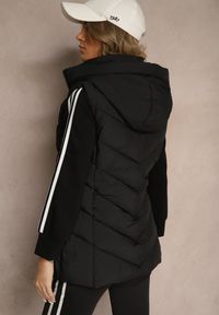 Renee - Czarna Pikowana Kamizelka z Kapturem Edrinna. Okazja: na co dzień. Typ kołnierza: kaptur. Kolor: czarny. Materiał: jeans. Styl: elegancki, casual