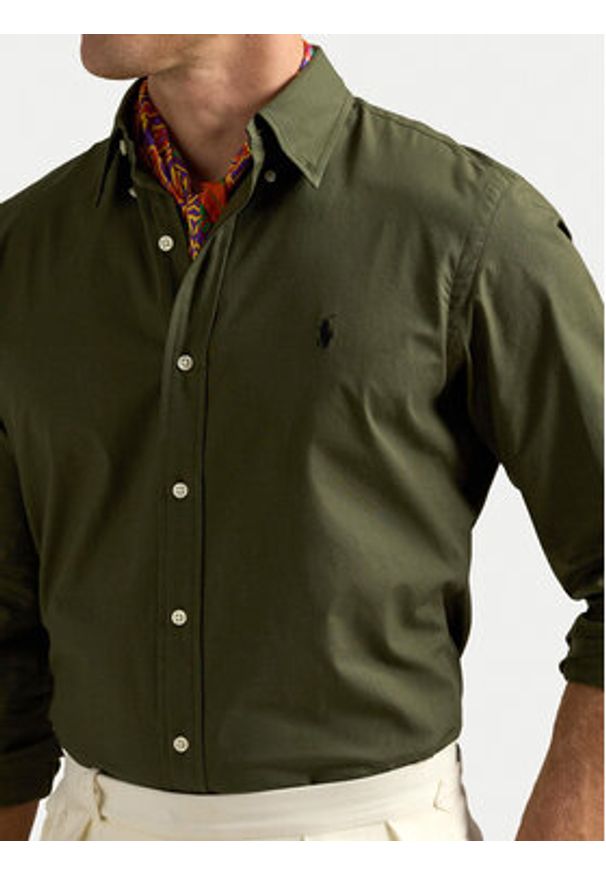 Polo Ralph Lauren Koszula 710929348006 Zielony Slim Fit. Typ kołnierza: polo. Kolor: zielony. Materiał: bawełna