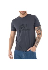 Koszulka Alpha Industries Basic T-shirt 100501412 - szara. Kolor: szary. Materiał: bawełna. Długość rękawa: krótki rękaw. Długość: krótkie