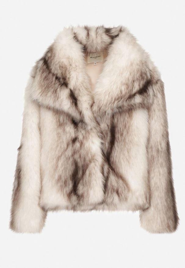 Born2be - Jasnobeżowa Kurtka Futrzana z Szerokim Kołnierzem Ditene. Okazja: na co dzień, na randkę. Kolor: beżowy. Materiał: futro. Styl: casual