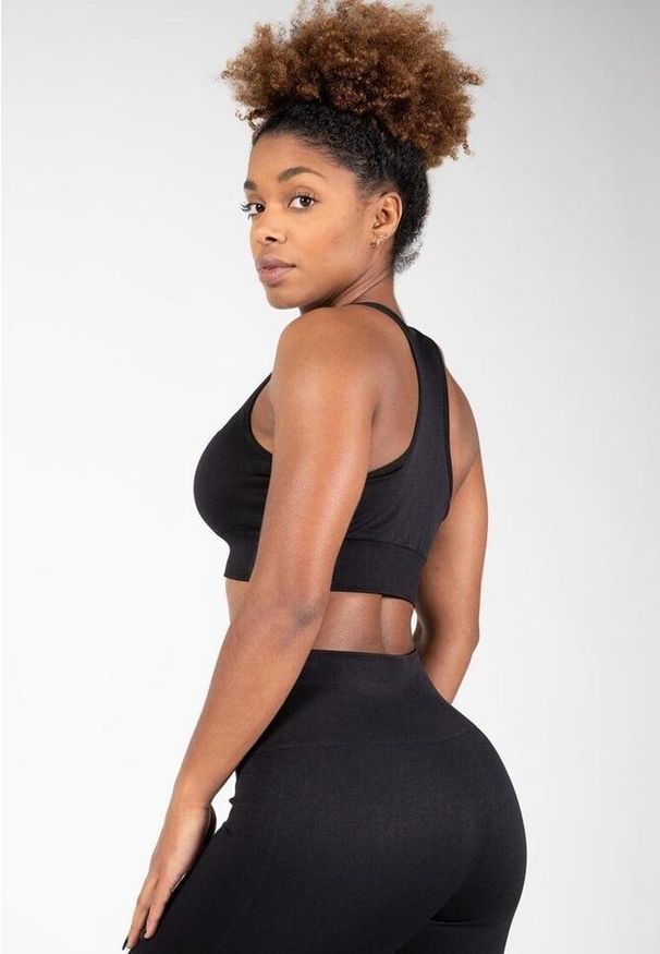 GORILLA WEAR - Neiro Bezszwowe Biustonosz sportowy - Czarny. Kolor: czarny. Sport: fitness