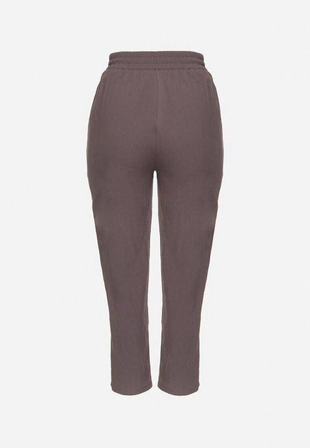 Born2be - Szare Klasyczne Spodnie Bawełniane z Gumką w Pasie Olozi. Okazja: na co dzień. Kolekcja: plus size. Kolor: szary. Materiał: bawełna. Styl: klasyczny