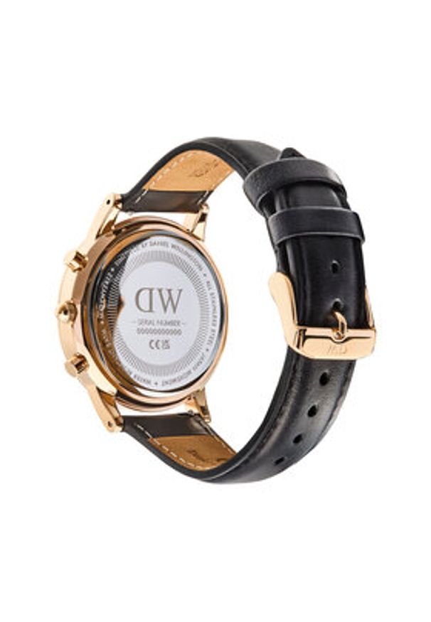 Daniel Wellington Zegarek Iconic Chronograph St Mawes Arctic Panda DW00100877 Czarny. Kolor: czarny. Materiał: skóra