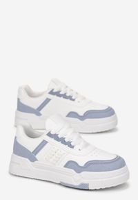 Born2be - Biało-Niebieskie Sneakersy na Platformie Faelindra. Kolor: biały. Obcas: na platformie