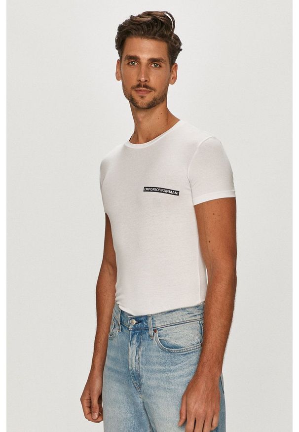 Emporio Armani Underwear - Emporio Armani - T-shirt. Kolor: biały. Materiał: dzianina. Wzór: gładki