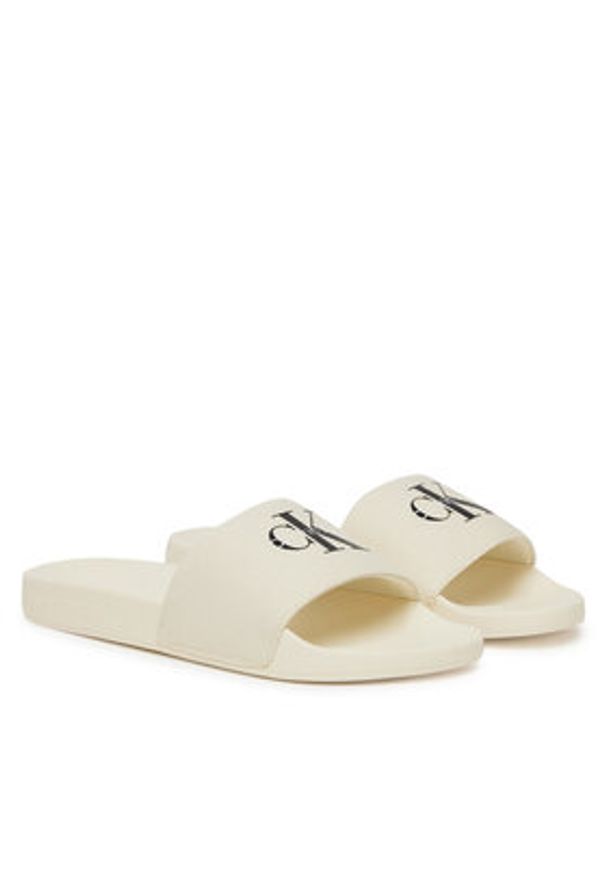 Calvin Klein Jeans Japonki Slide Monogram Wn Logo Ck YW0YW01967 Beżowy. Kolor: beżowy. Materiał: materiał