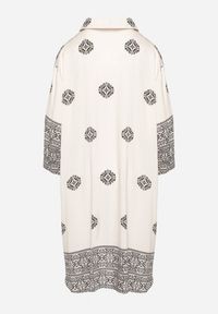 Born2be - Beżowa Wiskozowa Sukienka Ozdobiona Geometrycznym Wzorem Nalanessa. Okazja: na co dzień. Kolor: beżowy. Materiał: wiskoza. Wzór: geometria, aplikacja. Styl: klasyczny, casual, elegancki. Długość: mini #3