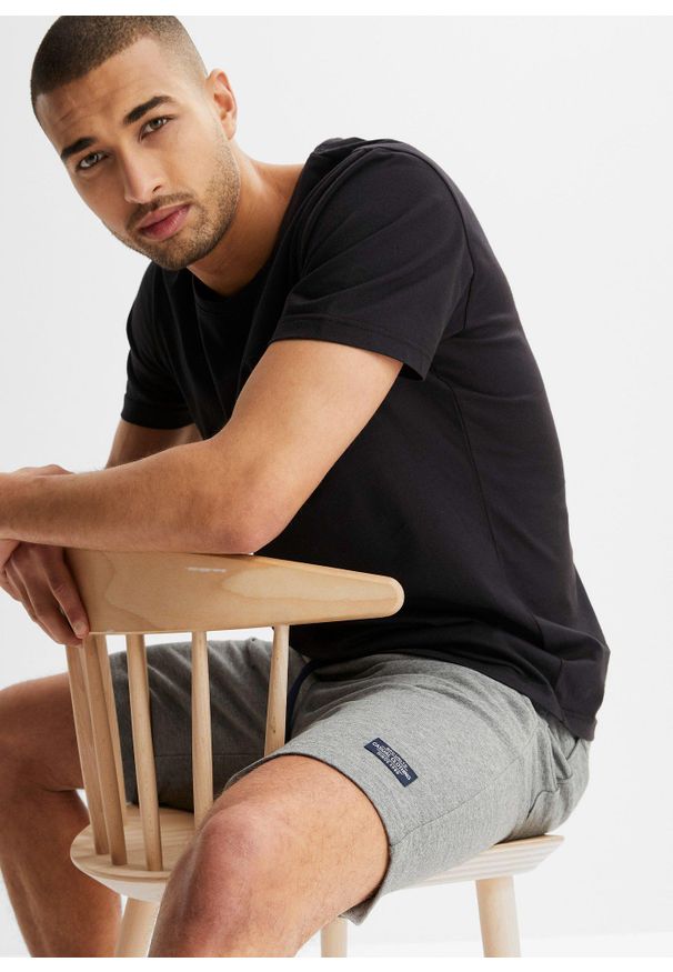 bonprix - Bermudy dresowe (2 pary). Kolor: niebieski. Materiał: dresówka