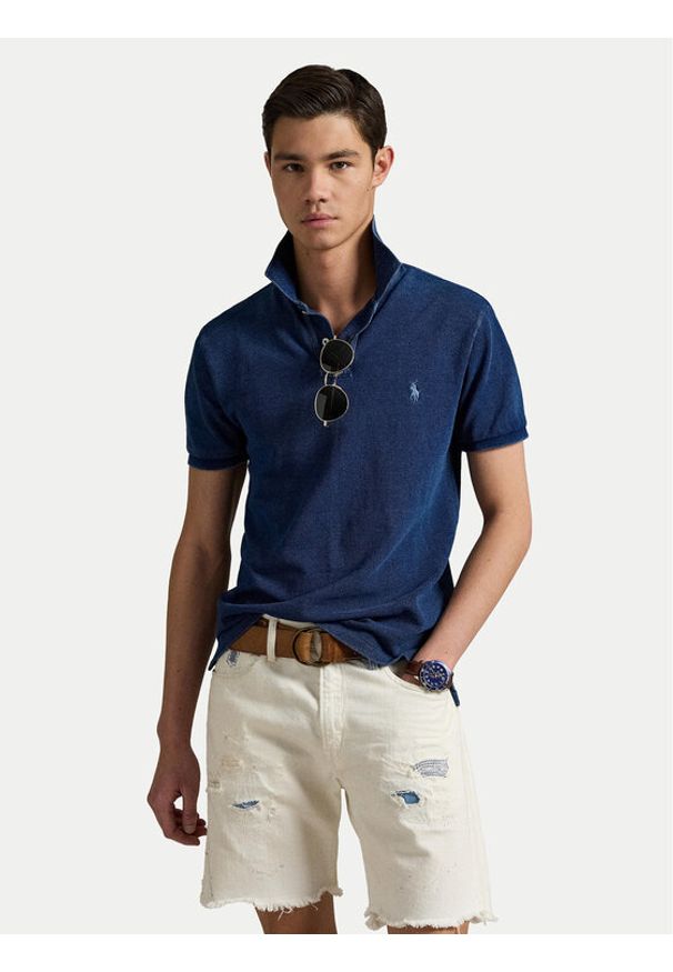 Polo Ralph Lauren Polo 710970581001 Granatowy Slim Fit. Typ kołnierza: polo. Kolor: niebieski. Materiał: bawełna