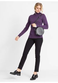 Sweter bawełniany z golfem bonprix ciemny lila. Typ kołnierza: golf. Kolor: fioletowy. Materiał: bawełna. Długość rękawa: długi rękaw. Długość: długie #3