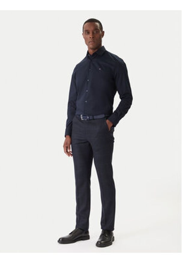 TOMMY HILFIGER - Tommy Hilfiger Koszula MW0MW38347 Granatowy Slim Fit. Kolor: niebieski. Materiał: bawełna