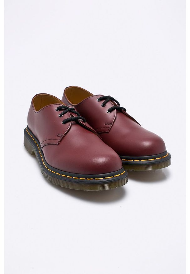 Dr. Martens - Dr Martens - Półbuty. Nosek buta: okrągły. Zapięcie: sznurówki. Kolor: czerwony. Materiał: skóra. Szerokość cholewki: normalna