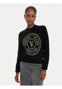 Versace Jeans Couture Sweter 77HAFM21 Czarny Regular Fit. Kolor: czarny. Materiał: wełna