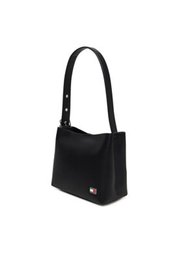 Tommy Jeans Torebka Tjw Cool Hobo Bag AW0AW17871 Czarny. Kolor: czarny. Materiał: skórzane