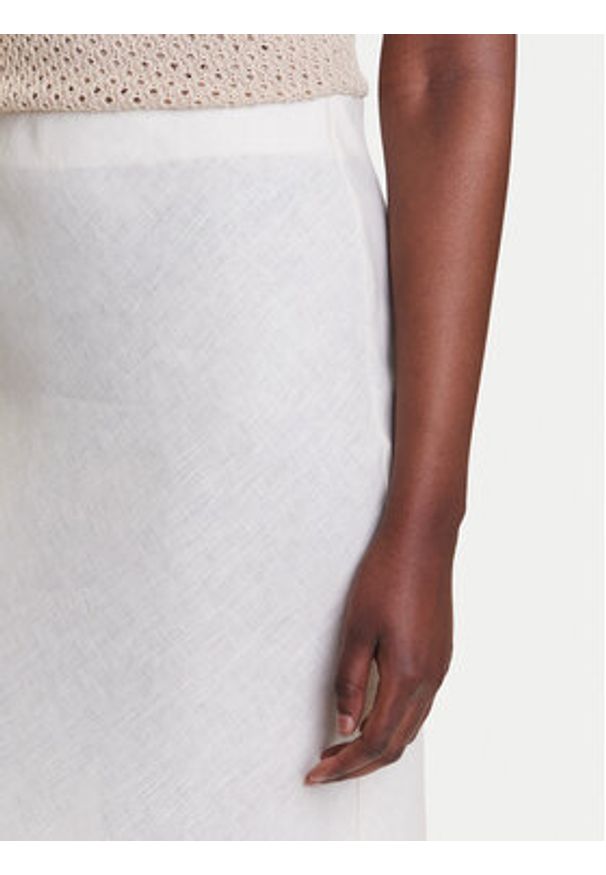 Marella Spódnica midi Desio 2515101032 Biały Regular Fit. Kolor: biały. Materiał: len