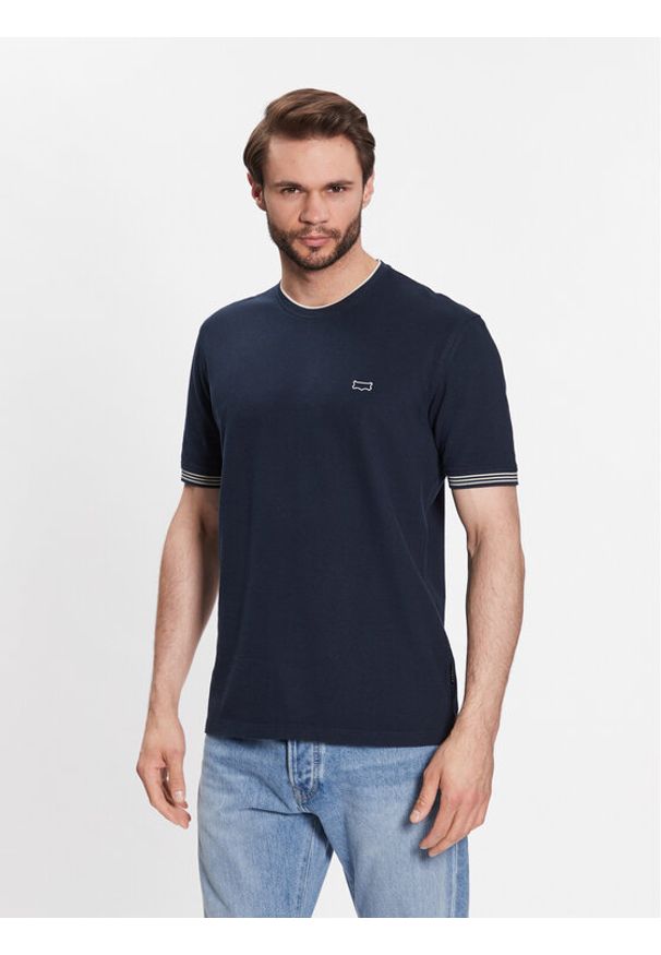 Sisley T-Shirt 3B2ZS102F Granatowy Regular Fit. Kolor: niebieski. Materiał: bawełna