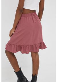 only - Only spódnica kolor różowy mini rozkloszowana. Kolor: różowy. Materiał: tkanina #5