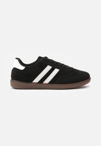 Born2be - Czarne Sneakersy Ozdobione Paskami Nalierre. Okazja: na co dzień. Zapięcie: pasek. Kolor: czarny. Materiał: jeans. Wzór: aplikacja #5