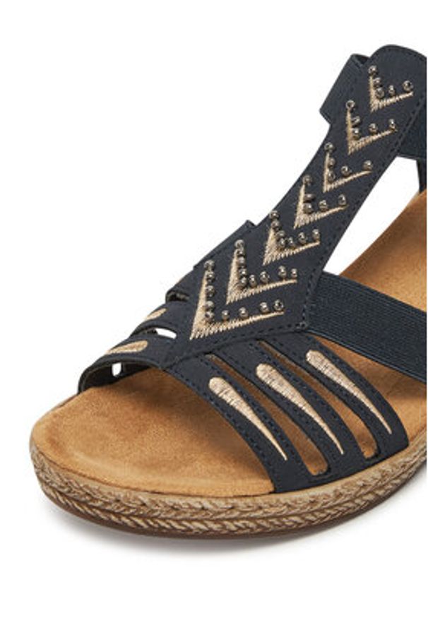 Rieker Sandały V2461-14 Granatowy. Kolor: niebieski. Materiał: skóra